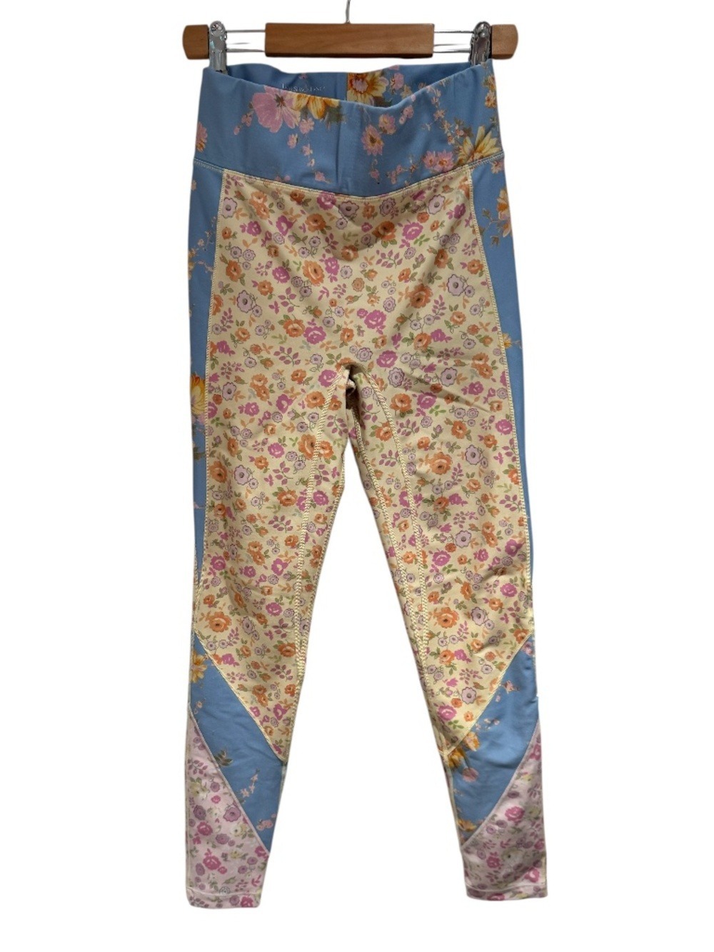 LOVESHACKFANCY X BANDIER blue/cream/pink athletic leggings - size s